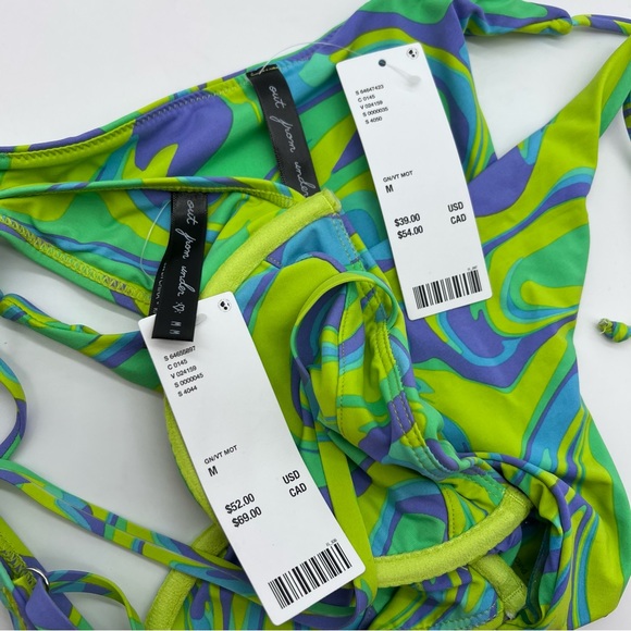 Urban Outfitters Greens/Lavender/Blue Swirl Bikini Psychedelic 60s Inspo-Size M - Picture 9 of 11